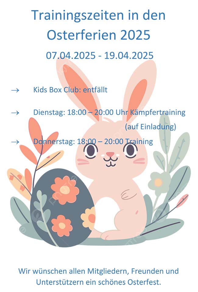 Trainingszeiten in den Osterferien 2025